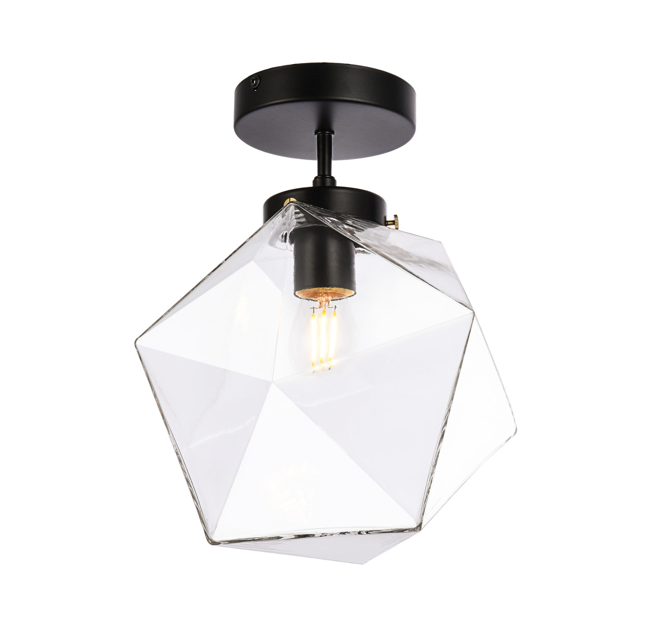 Living District LD2346BK Lawrence 1 light black and clear glass flush mount