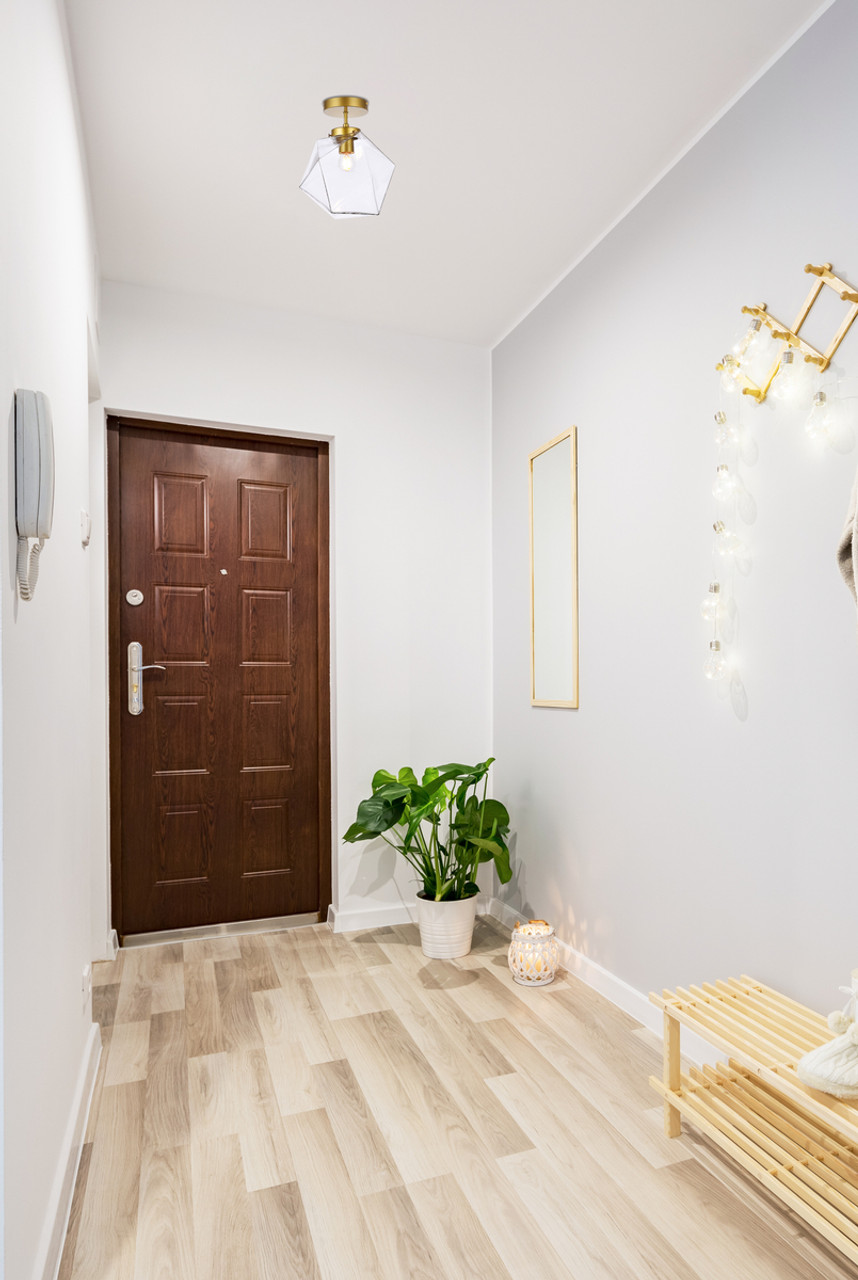 Living District LD2346BR Lawrence 1 light brass and clear glass flush mount