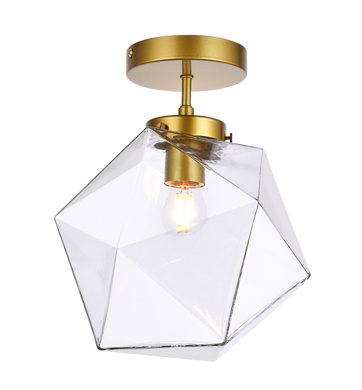 Living District LD2346BR Lawrence 1 light brass and clear glass flush mount