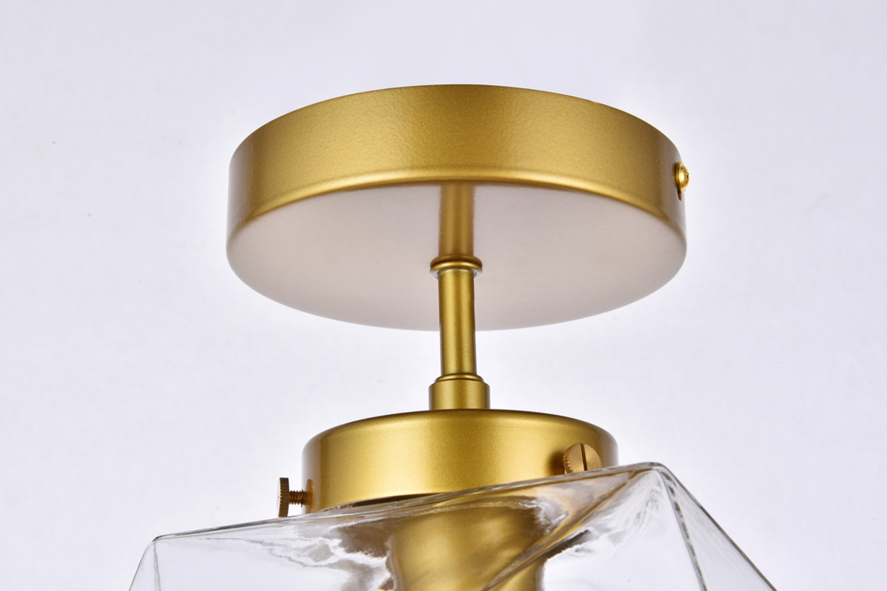 Living District LD2346BR Lawrence 1 light brass and clear glass flush mount