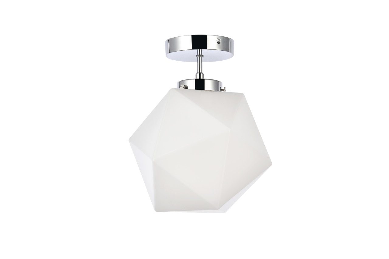 Living District LD2347C Lawrence 1 light chrome and white glass flush mount