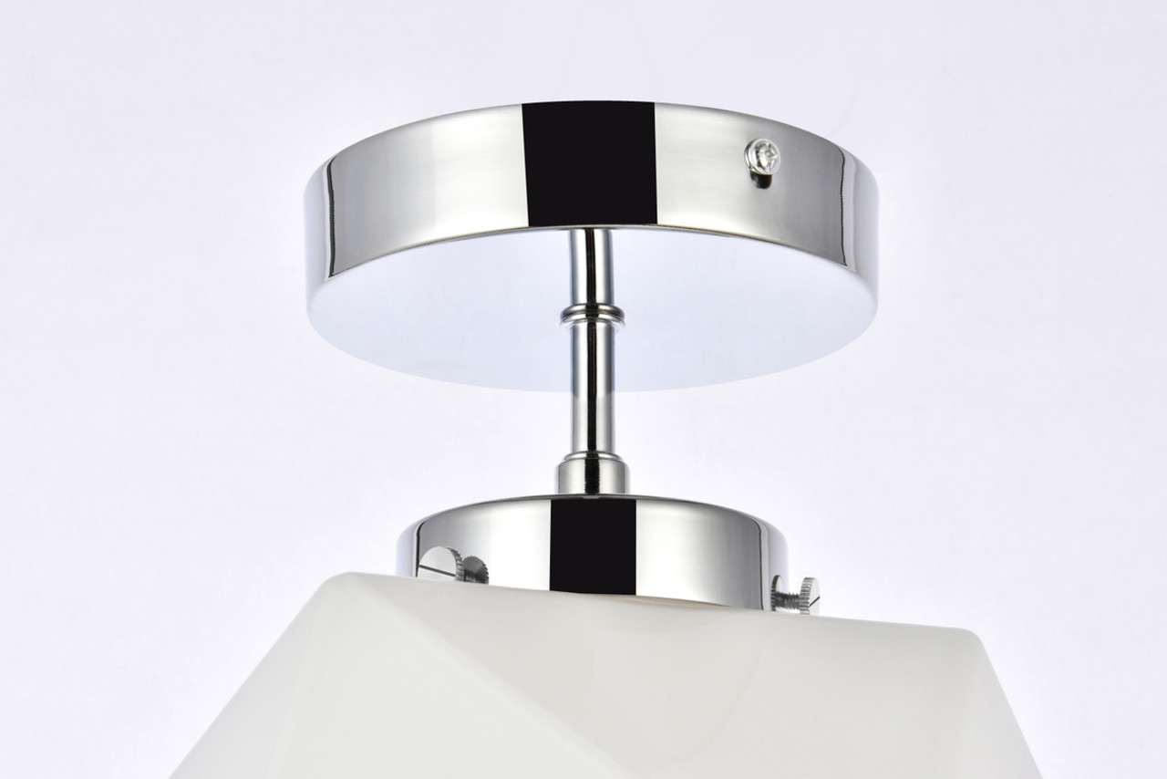 Living District LD2347C Lawrence 1 light chrome and white glass flush mount