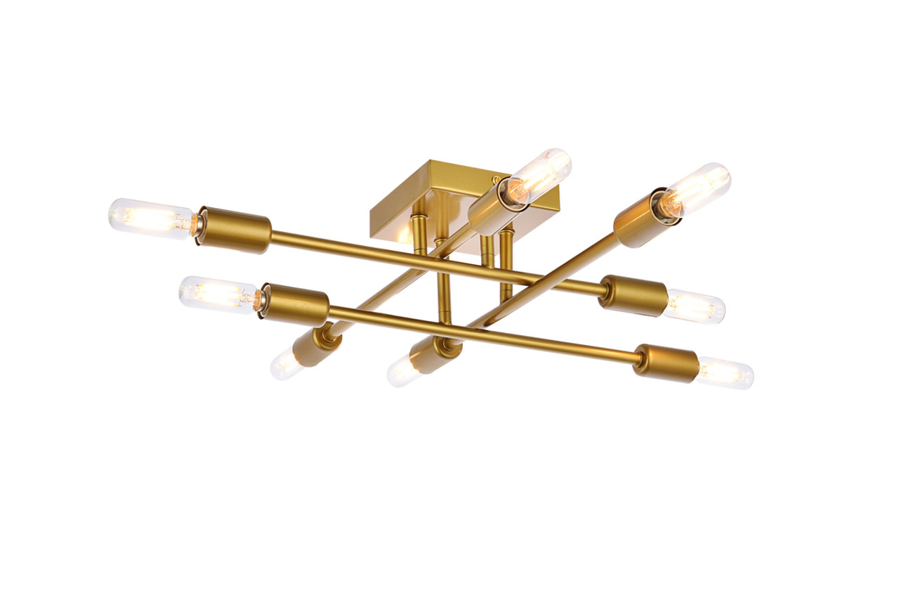 Living District LD2351BR Script 8 lights brass flush mount