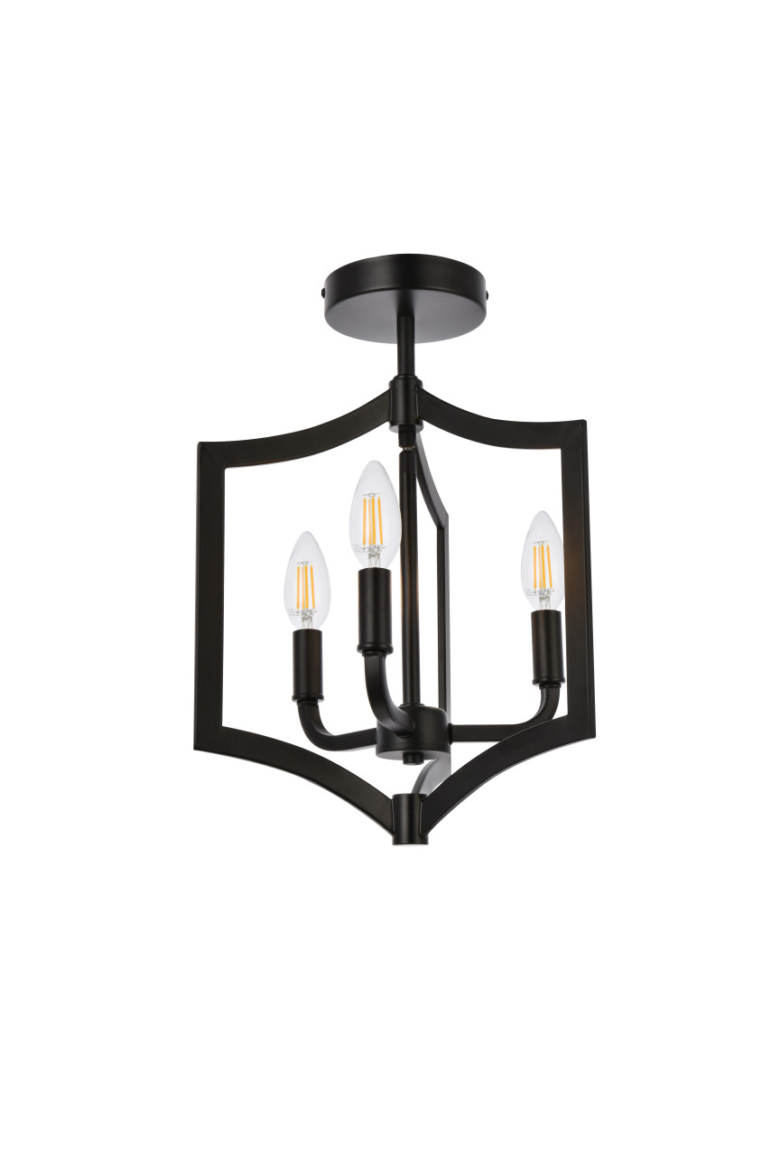 Living Disrict LD7067F12BK Kiera 3 lights flush mount in black