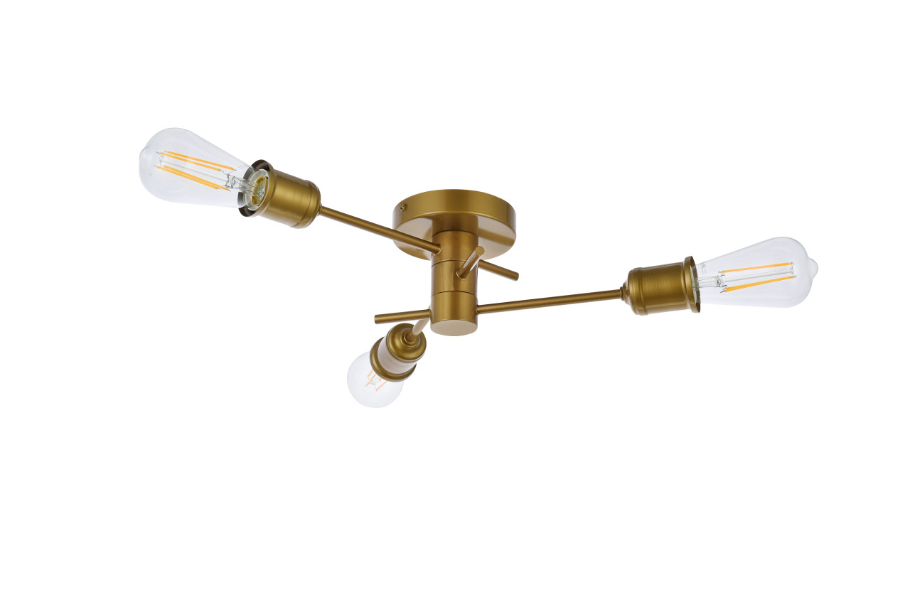 Living Disrict LD7049F18BR Xavier 3 lights flush mount in brass