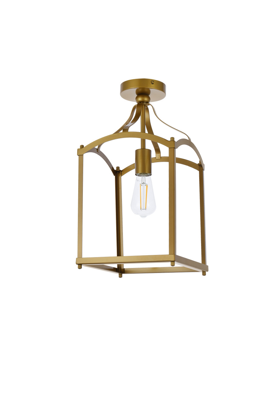 Living Disrict LD7069F10BR Janet 1 light flush mount in brass