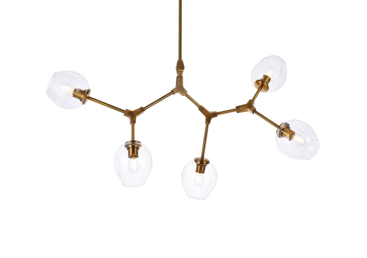 Elegant Lighting 1712D42BR Cavoli 5 lights brass chandelier