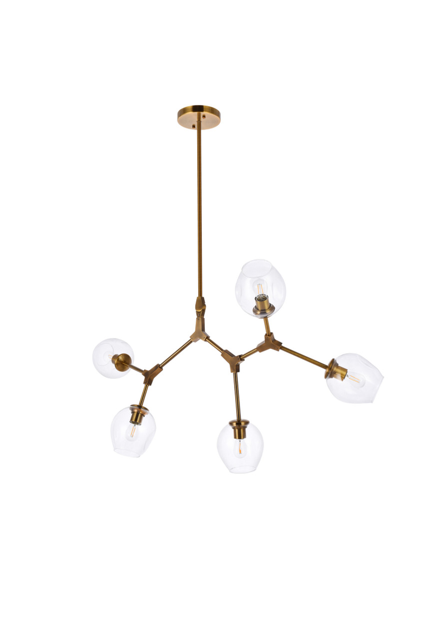 Elegant Lighting 1712D42BR Cavoli 5 lights brass chandelier