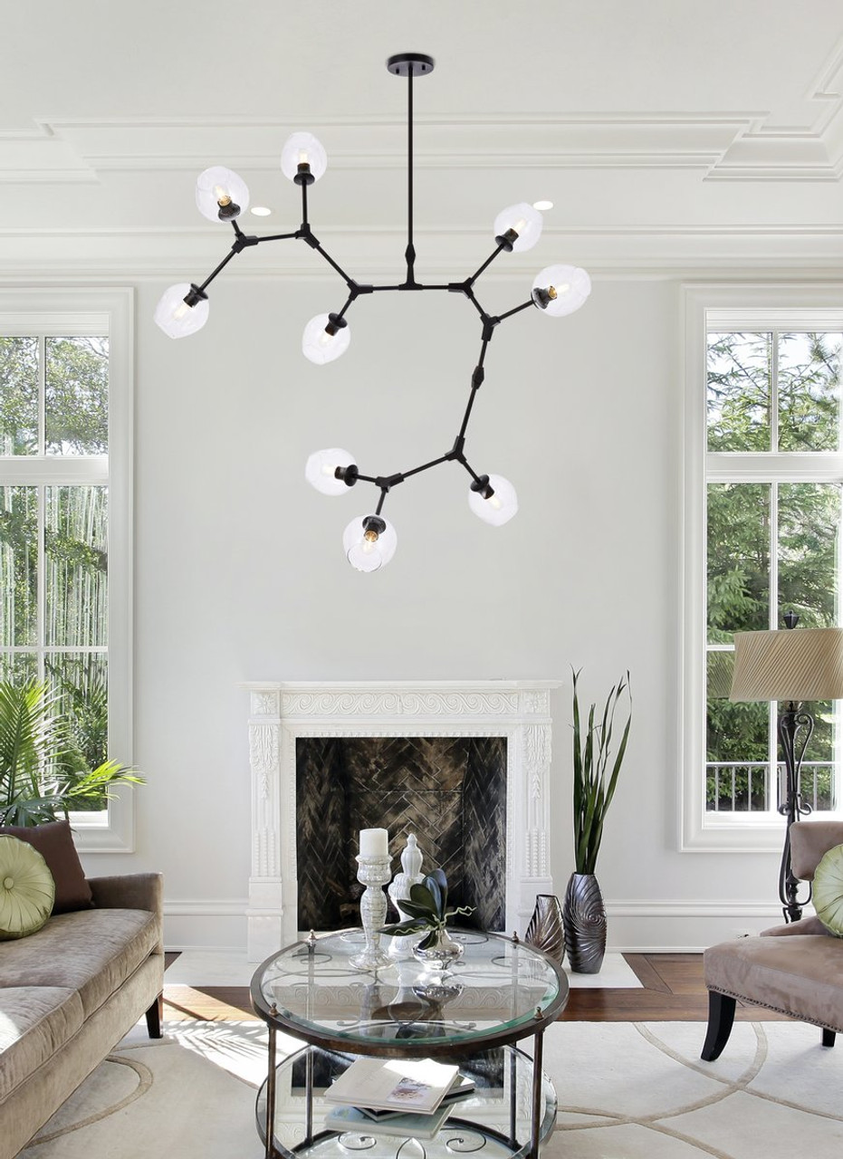 Elegant Lighting 1712G79BK Cavoli 9 lights black chandelier