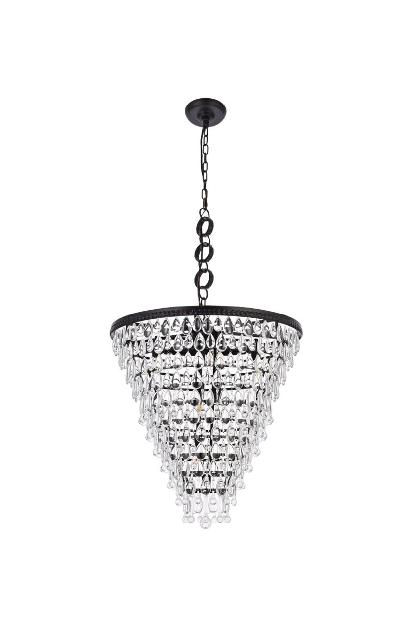 Elegant Lighting 1219D24BK/RC  Nordic 7 lights black chandelier