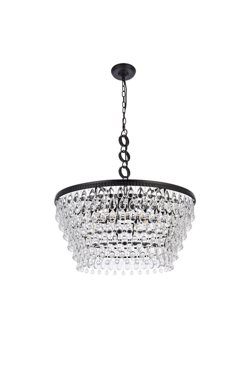 Elegant Lighting 1219D28BK/RC  Nordic 6 lights black chandelier