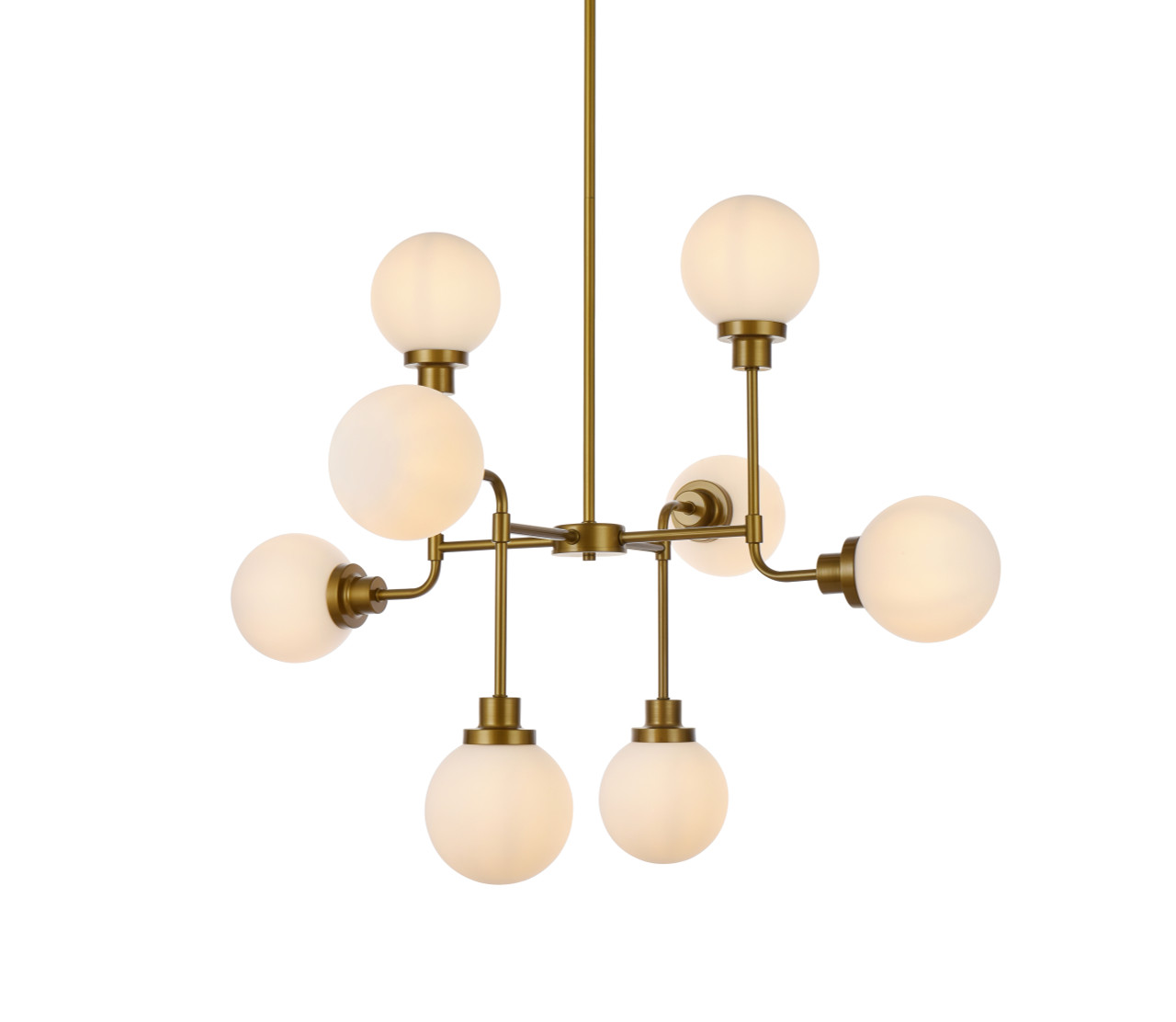 Living Disrict LD7038D36BR Hanson 8 lights pendant in brass with frosted shade