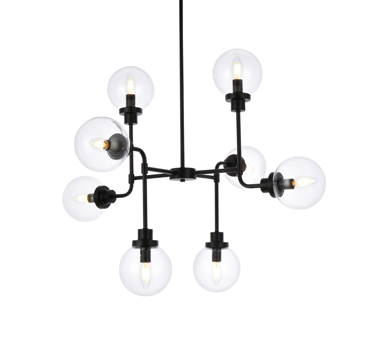 Living Disrict LD7039D36BK Hanson 8 lights pendant in black with clear shade