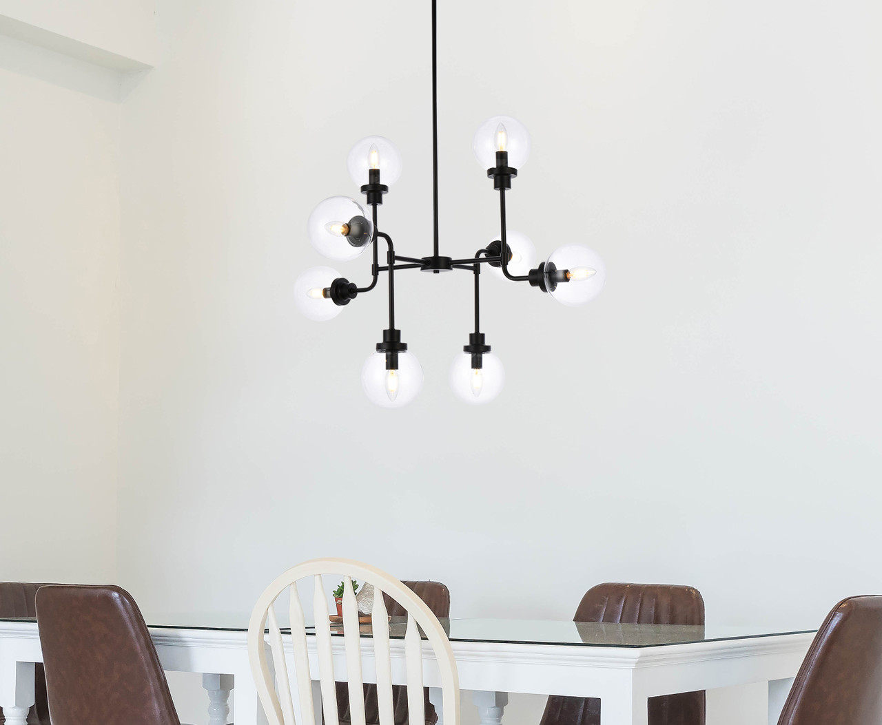 Living Disrict LD7039D36BK Hanson 8 lights pendant in black with clear shade