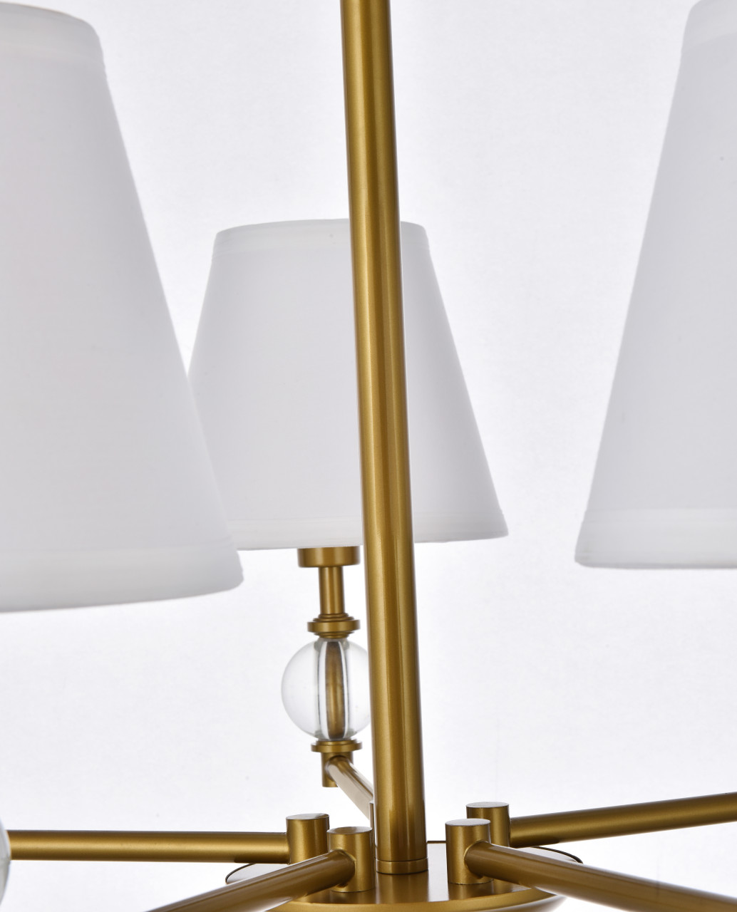 Living Disrict LD7024D25BR Bethany 5 lights pendant in brass with white fabric shade