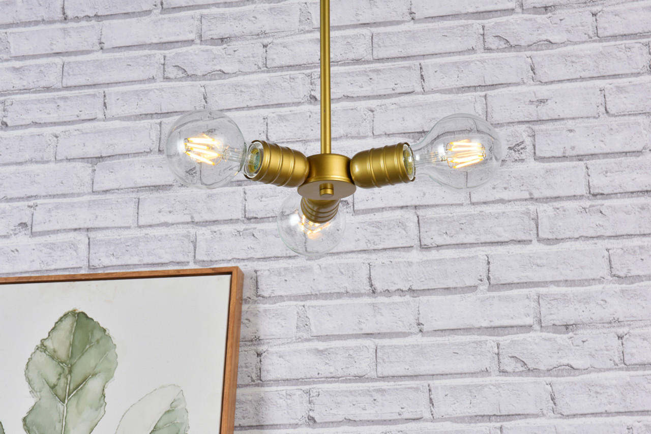 Living District LD2337BR Reyes 3 lights brass pendant