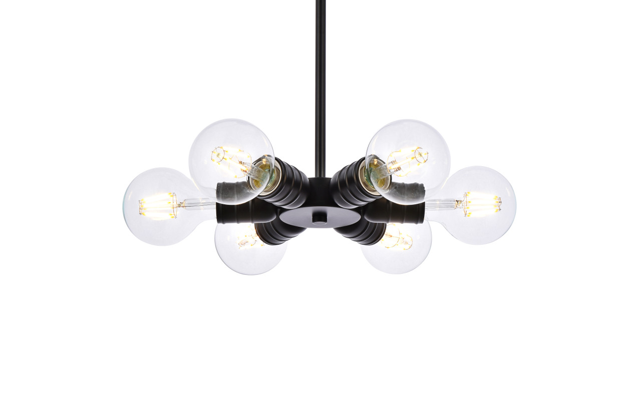 Living District LD2338BK Reyes 6 lights black pendant