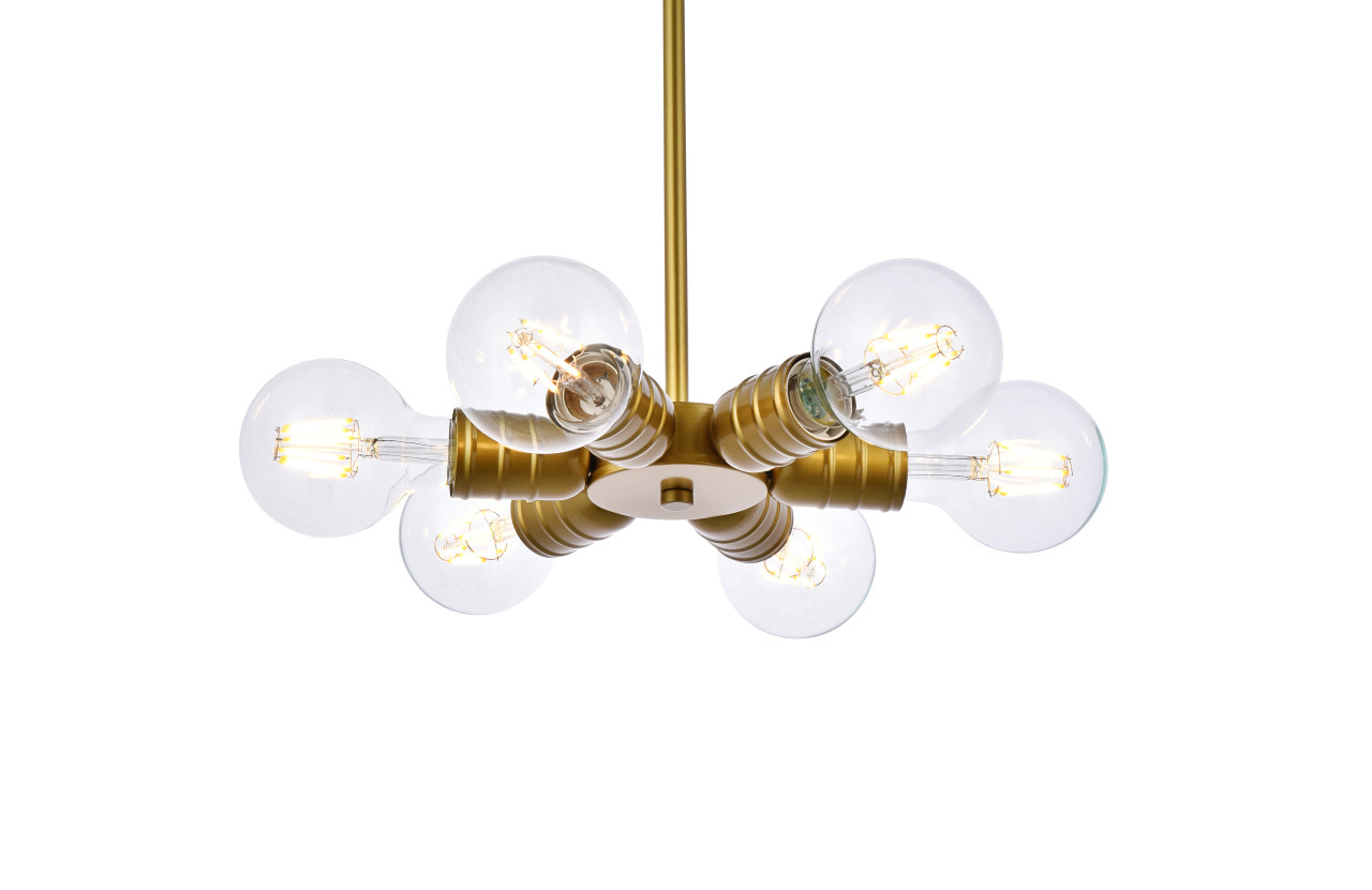 Living District LD2338BR Reyes 6 lights brass pendant