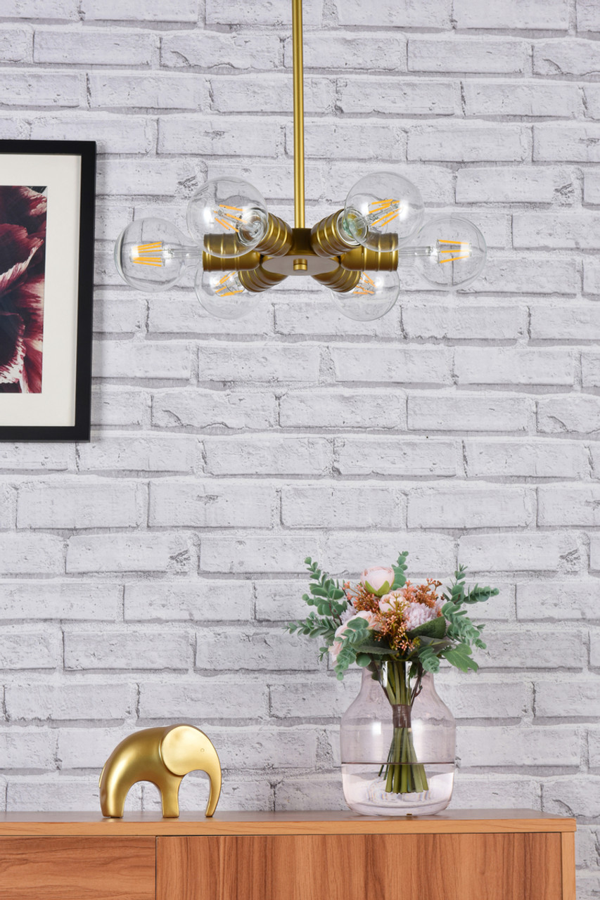 Living District LD2338BR Reyes 6 lights brass pendant