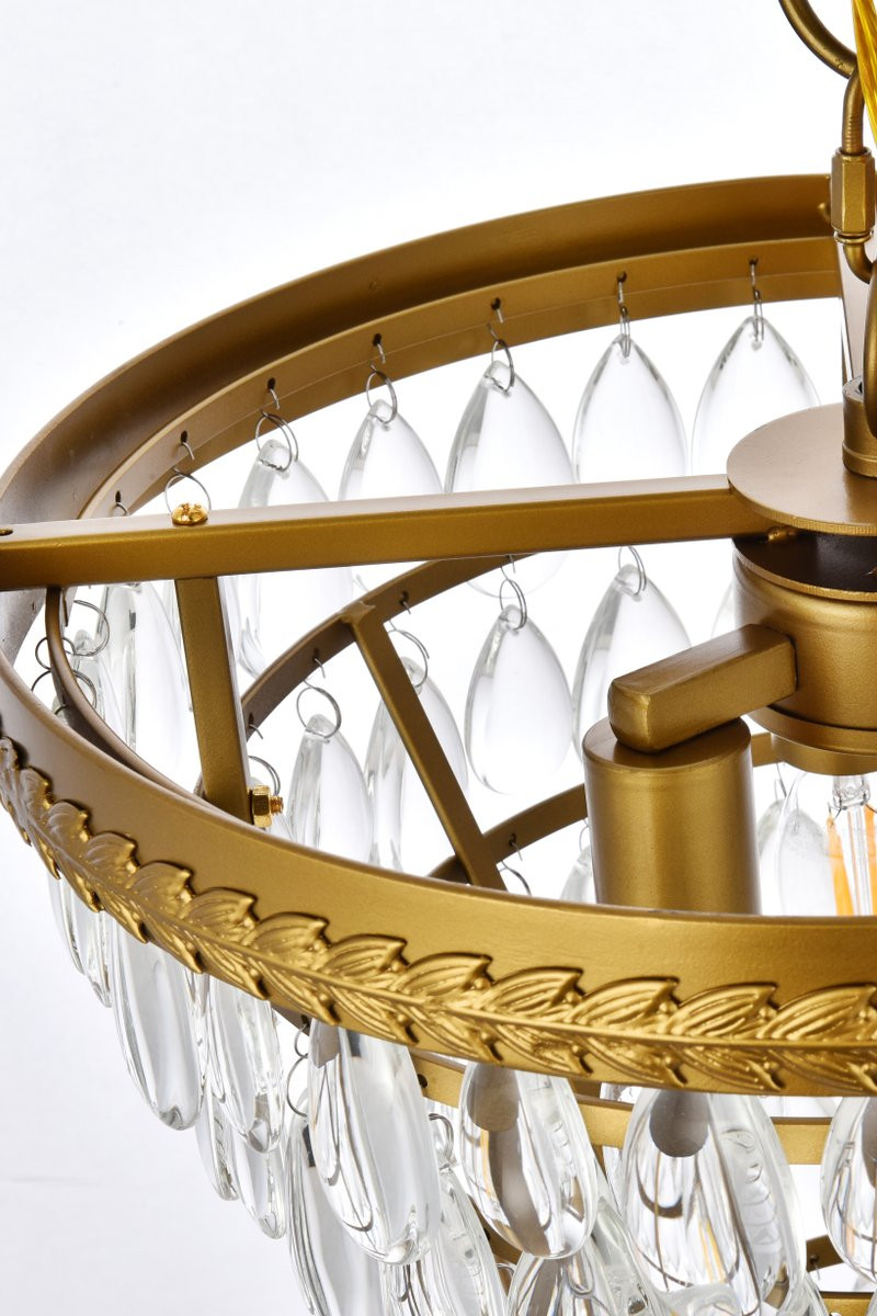 Elegant Lighting 1219D13BR/RC  Nordic 3 lights brass pendant