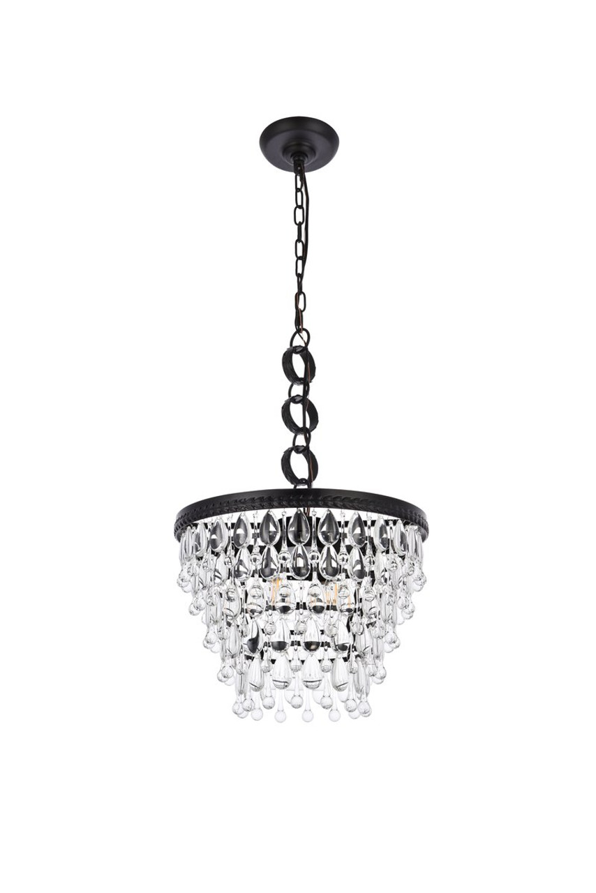 Elegant Lighting 1219D16BK/RC  Nordic 4 lights black pendant