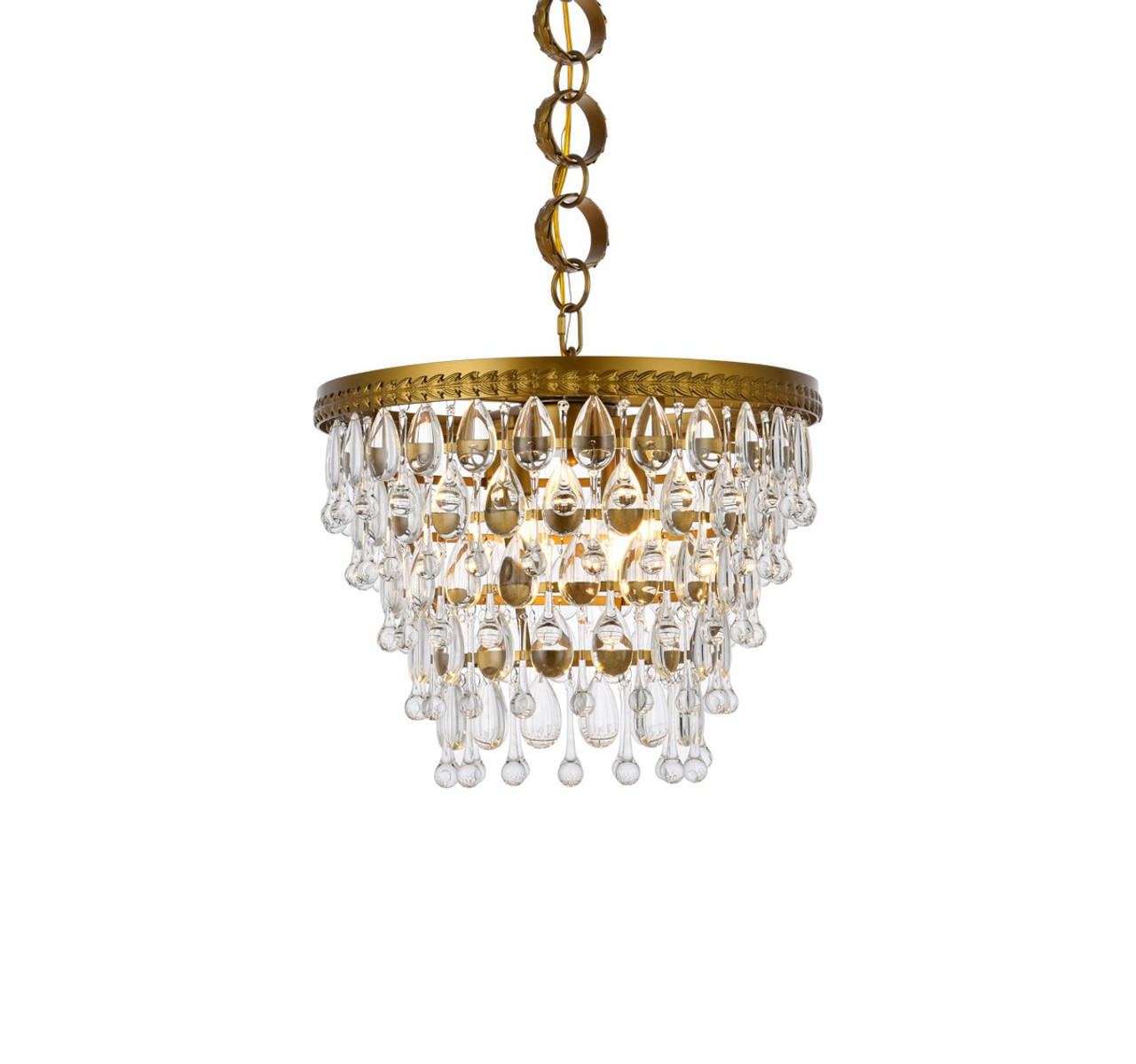 Elegant Lighting 1219D16BR/RC  Nordic 4 lights brass pendant