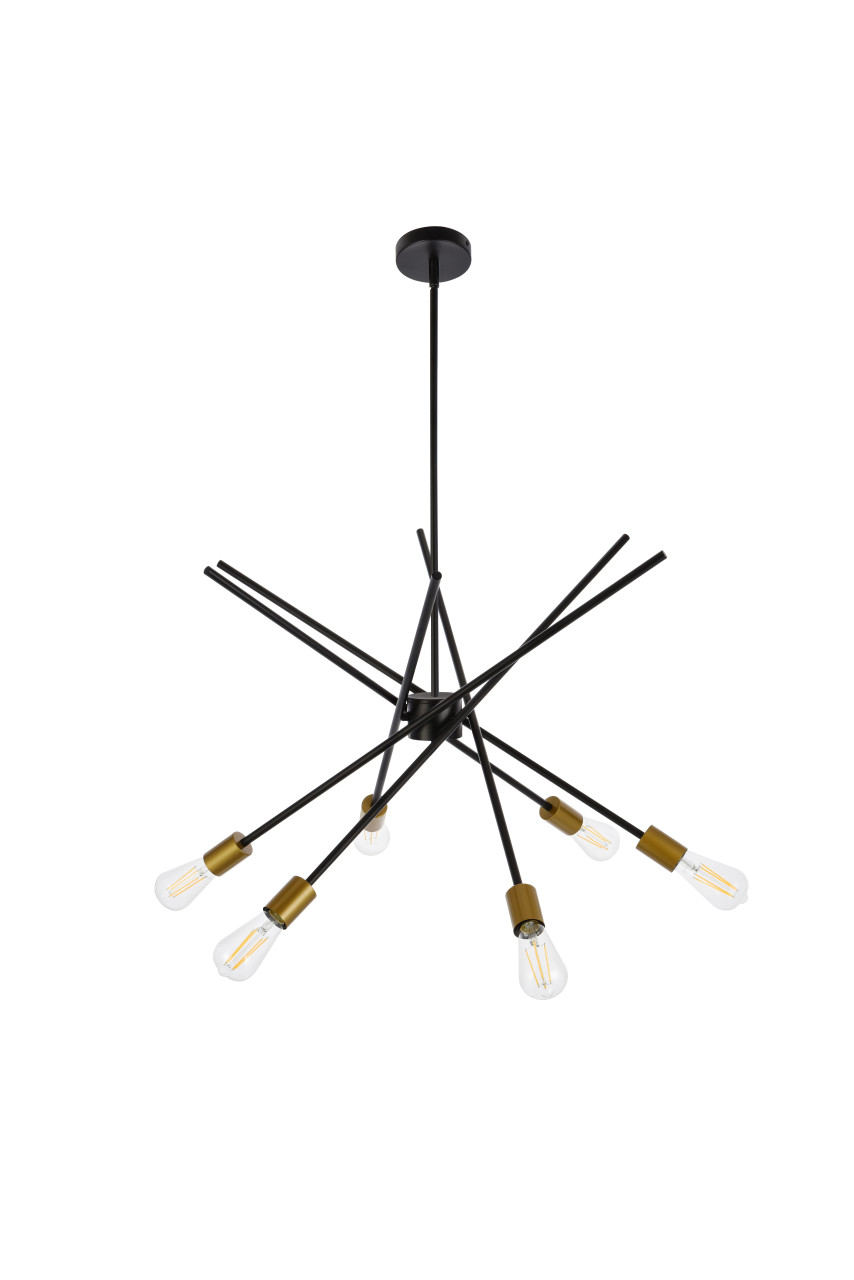 Living Disrict LD7054D32BRB Armin 6 lights pendant in black with brass