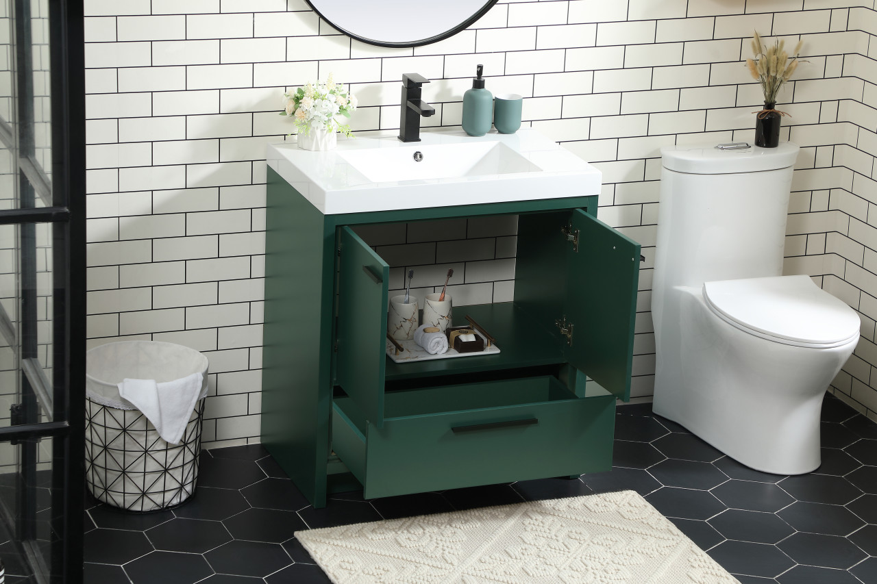 Elegant Décor VF46030MGN 30 inch single bathroom vanity in Green