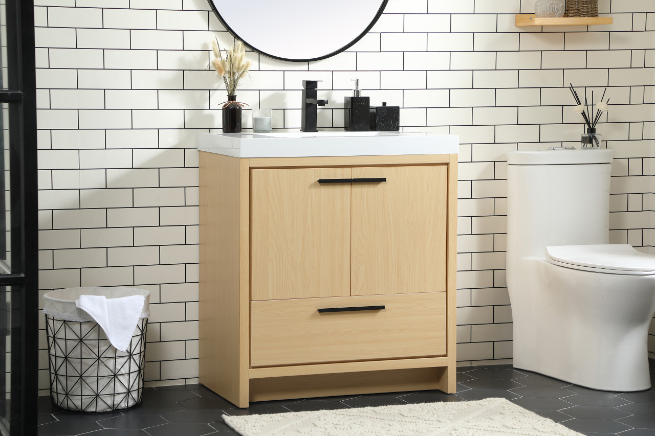 Elegant Décor VF46030MMP 30 inch single bathroom vanity in Maple