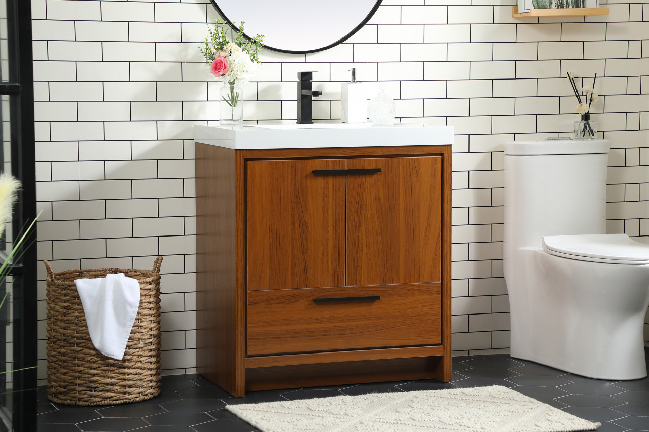 Elegant Décor VF46030MTK 30 inch single bathroom vanity in Teak