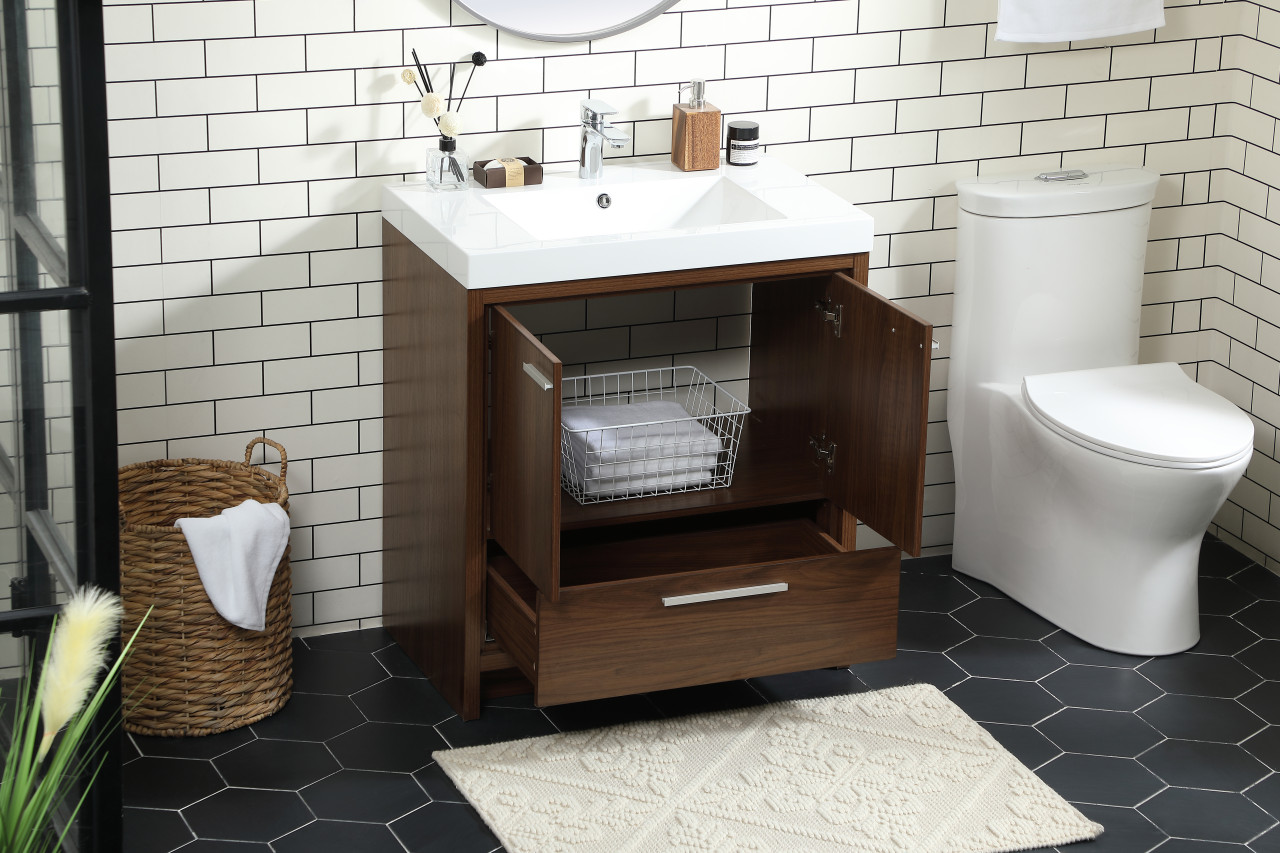 Elegant Décor VF46030MWT 30 inch single bathroom vanity in Walnut