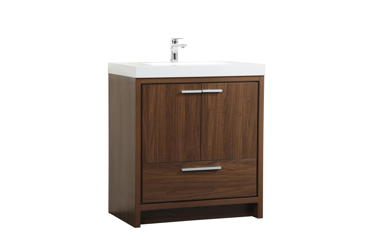 Elegant Décor VF46030MWT 30 inch single bathroom vanity in Walnut