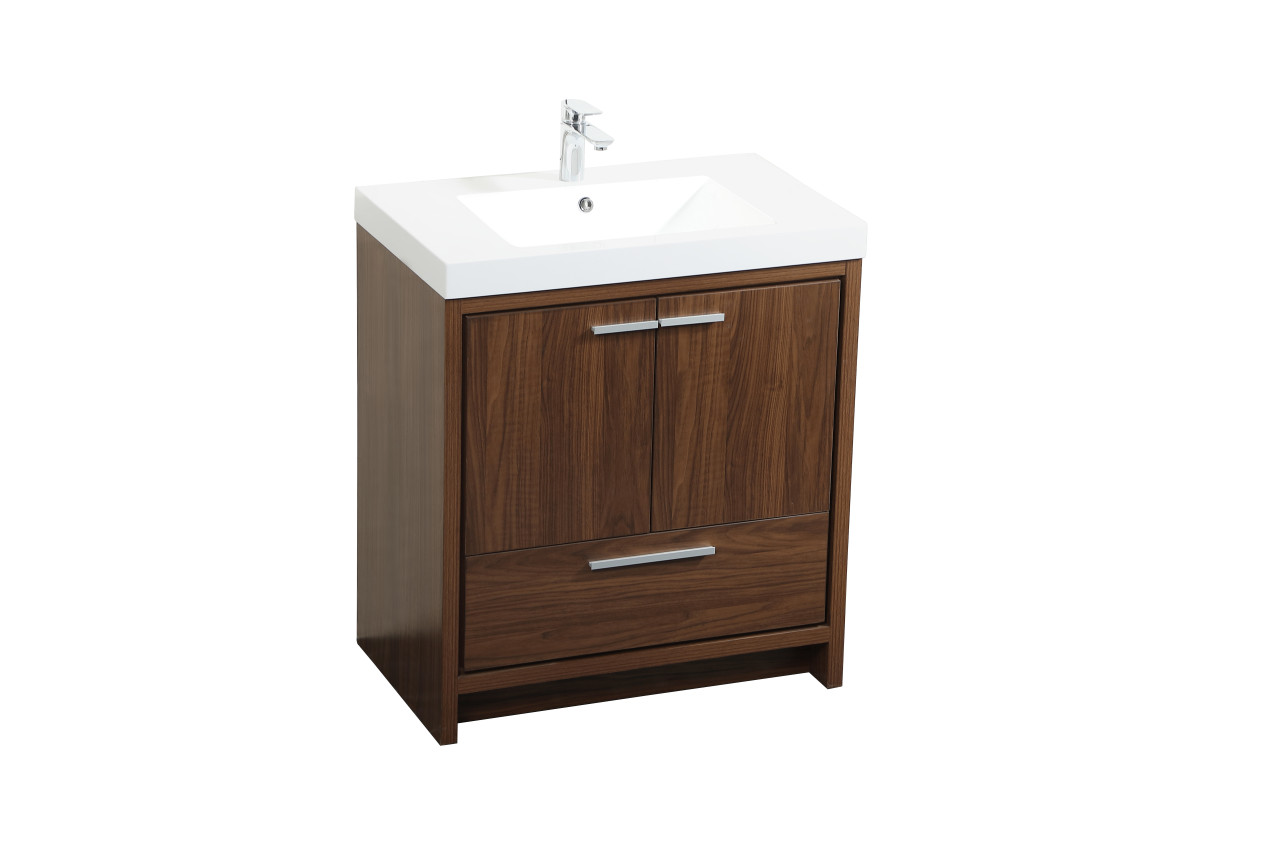 Elegant Décor VF46030MWT 30 inch single bathroom vanity in Walnut