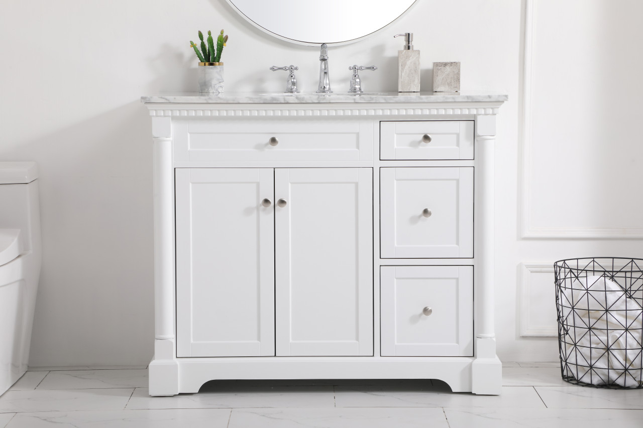 Elegant Décor VF53042WH 42 inch single bathroom vanity in  White