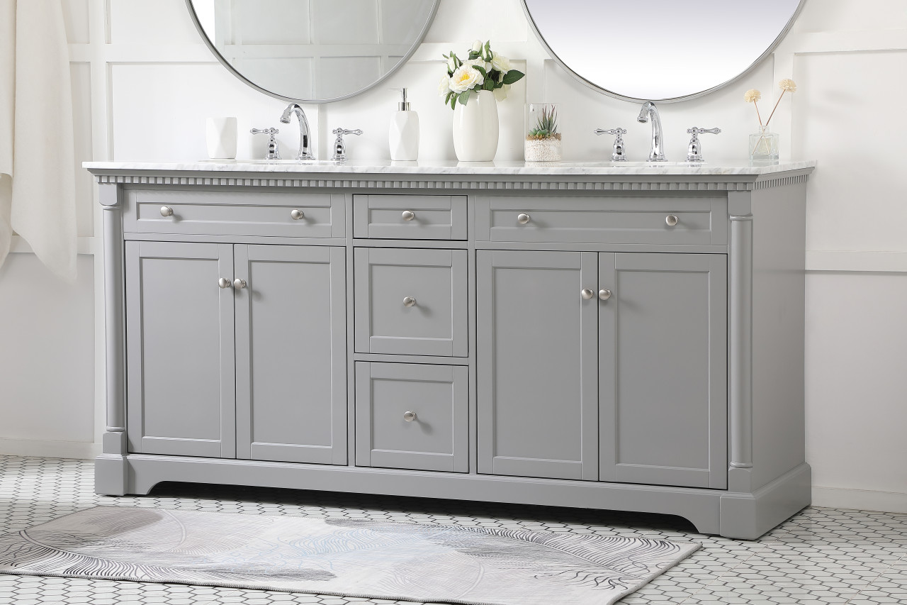 Elegant Décor VF53072DGR 72 inch double bathroom vanity in Grey