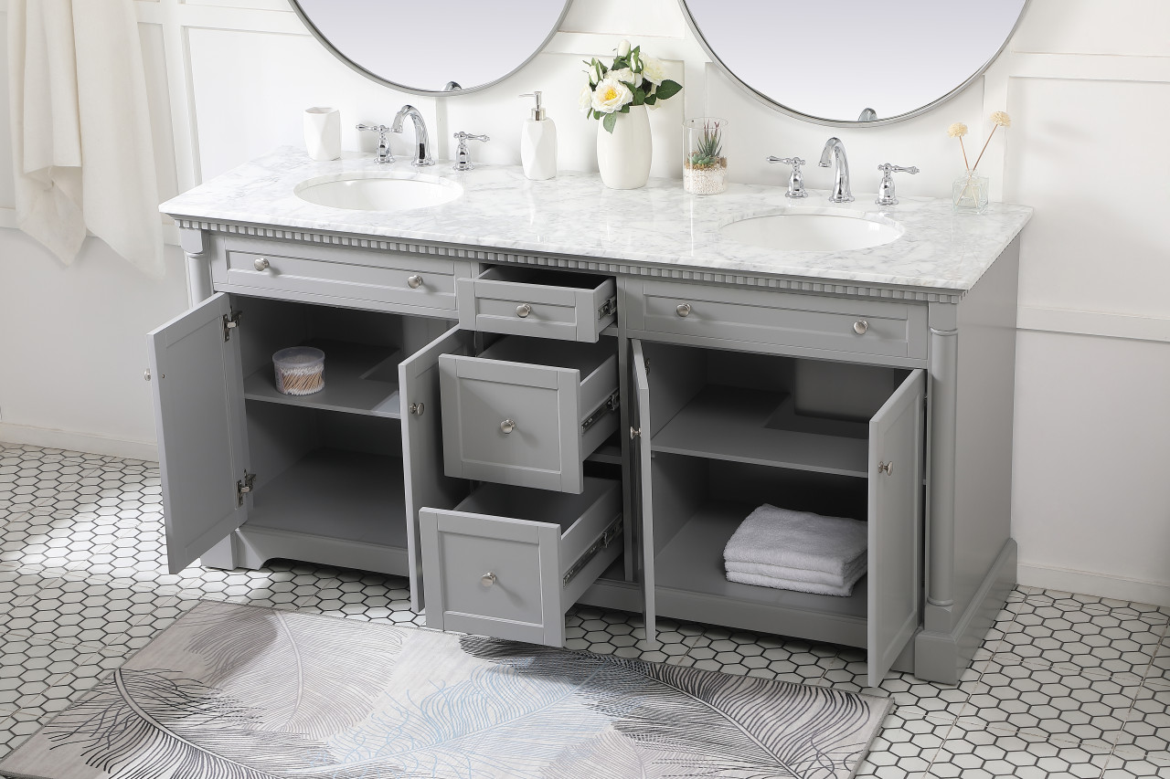 Elegant Décor VF53072DGR 72 inch double bathroom vanity in Grey