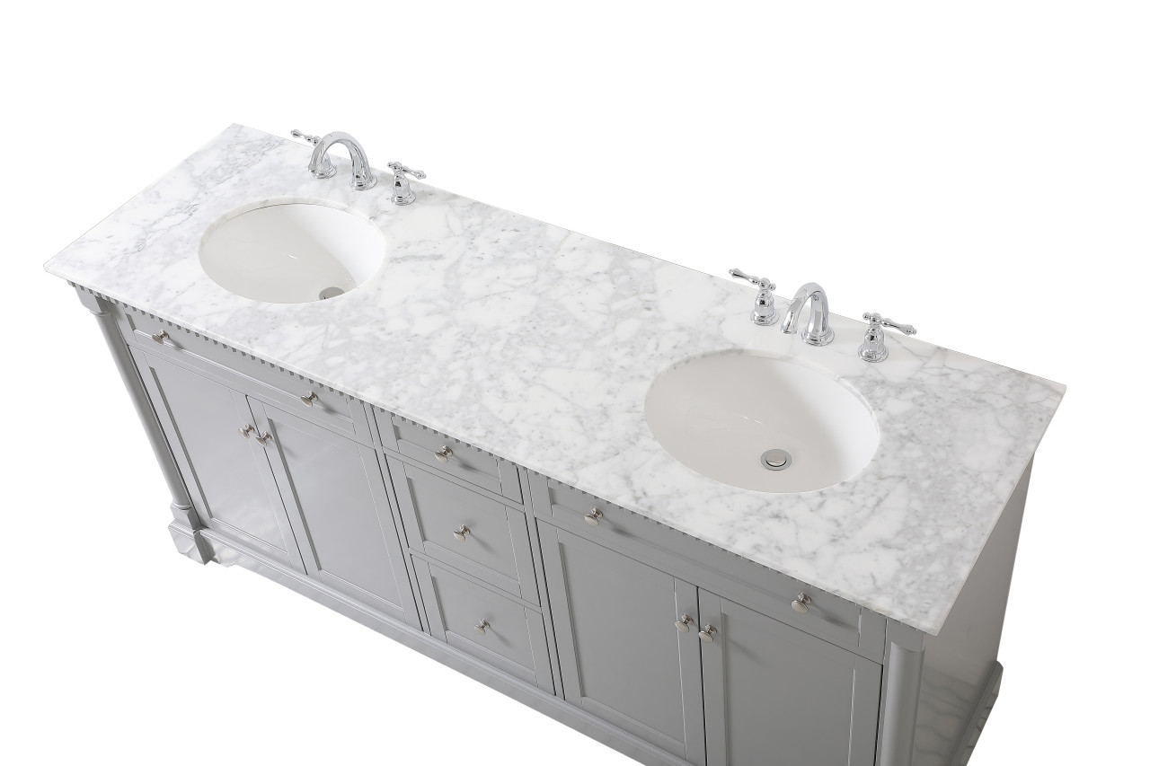 Elegant Décor VF53072DGR 72 inch double bathroom vanity in Grey