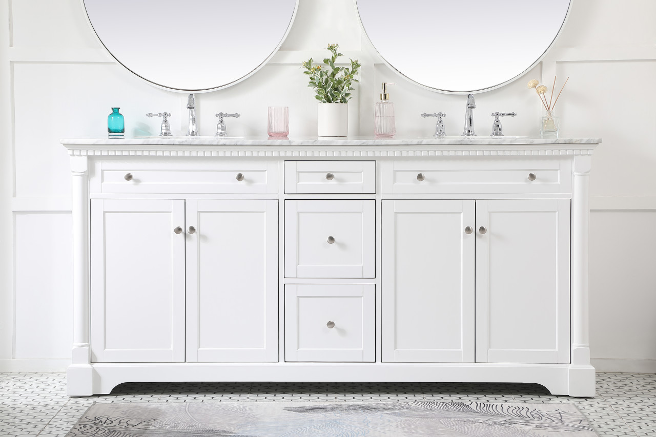 Elegant Décor VF53072DWH 72 inch double bathroom vanity in White