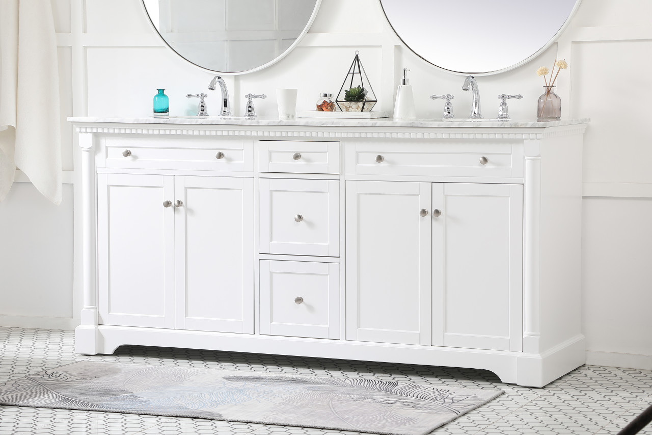 Elegant Décor VF53072DWH 72 inch double bathroom vanity in White