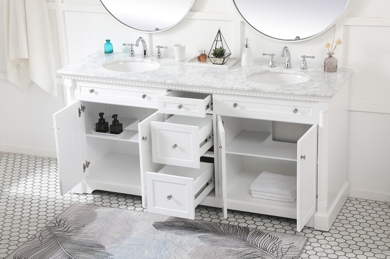 Elegant Décor VF53072DWH 72 inch double bathroom vanity in White