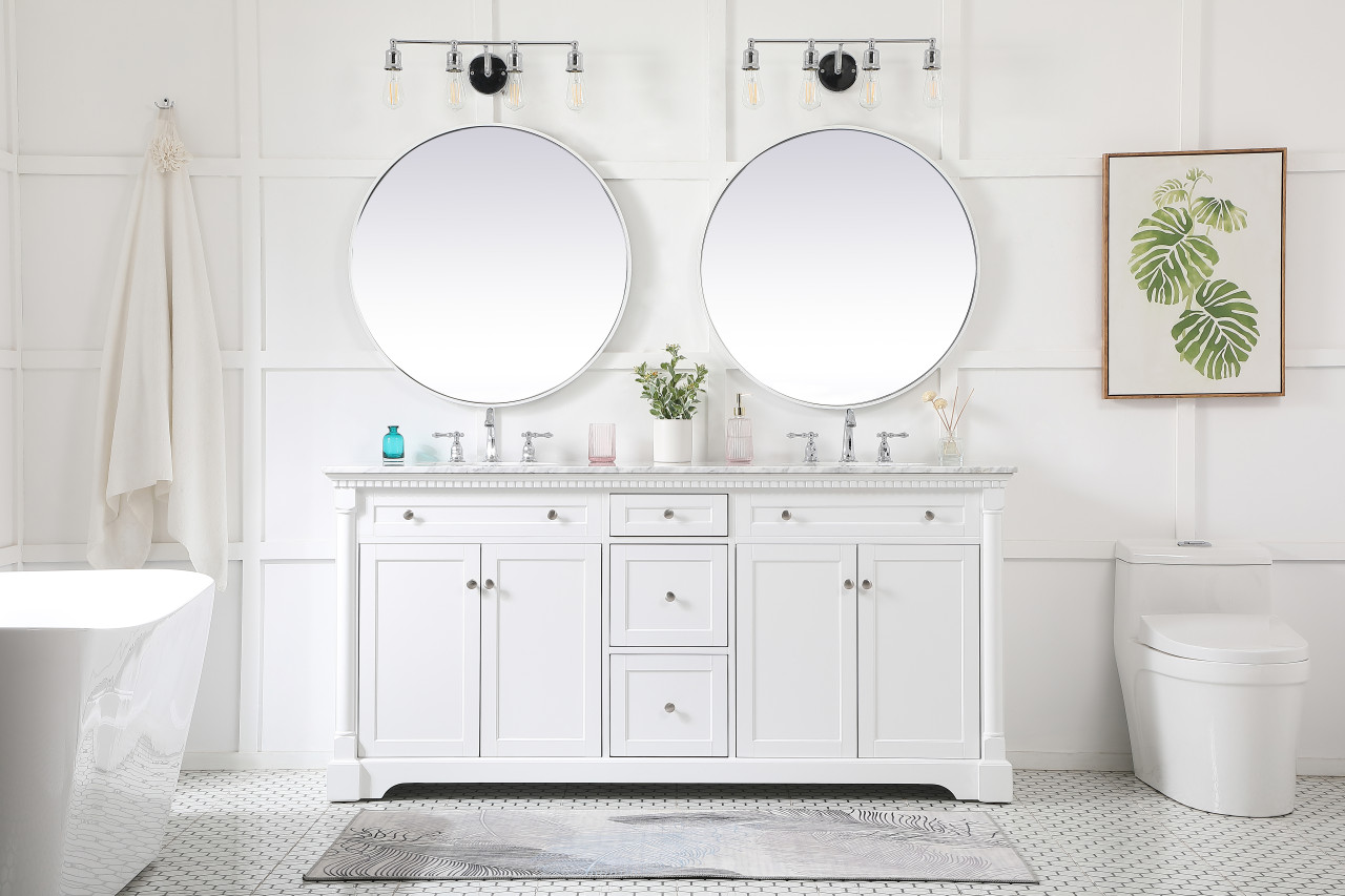 Elegant Décor VF53072DWH 72 inch double bathroom vanity in White