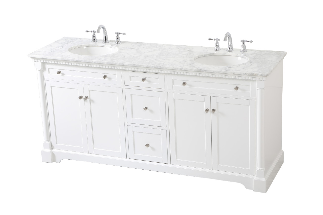 Elegant Décor VF53072DWH 72 inch double bathroom vanity in White