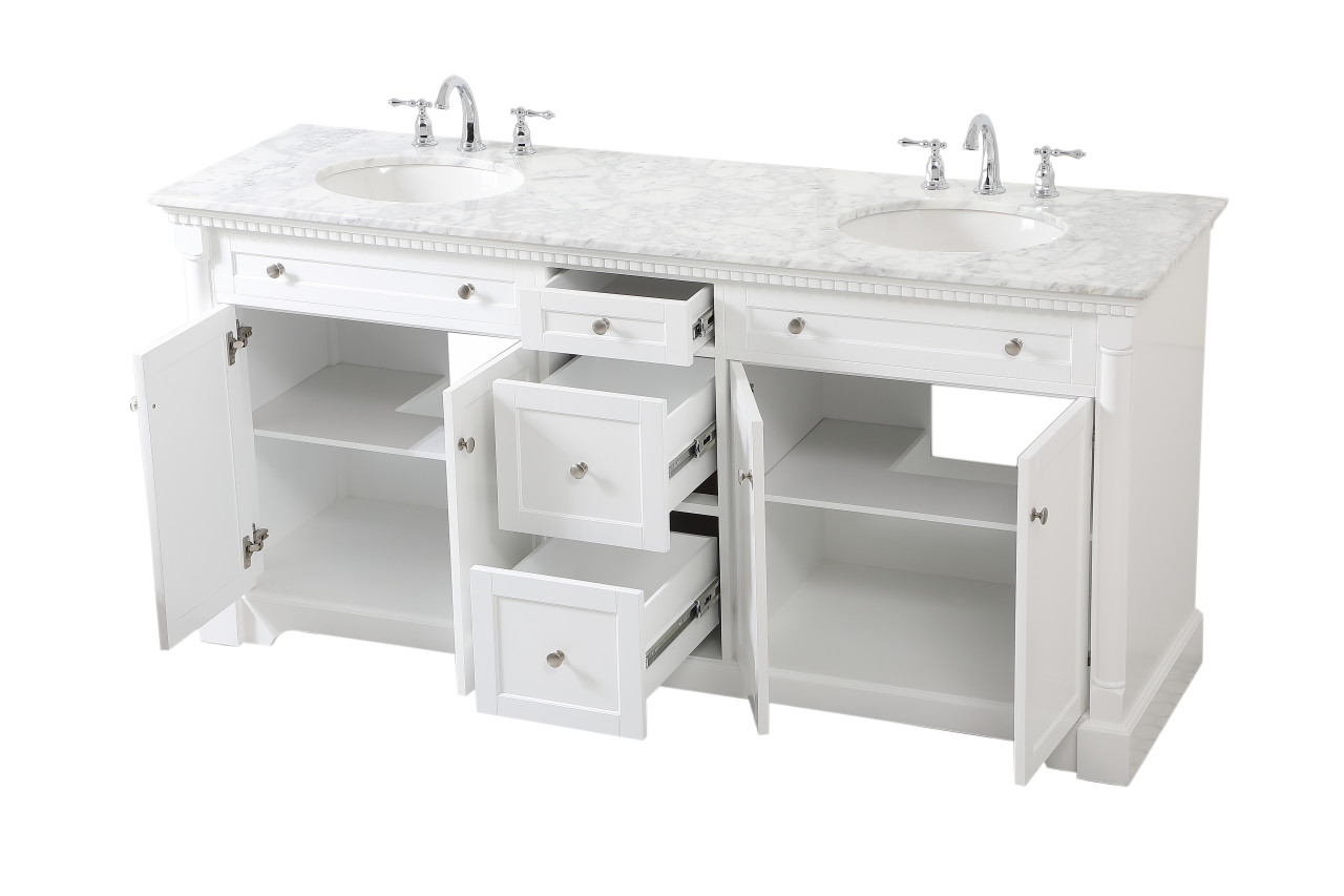 Elegant Décor VF53072DWH 72 inch double bathroom vanity in White