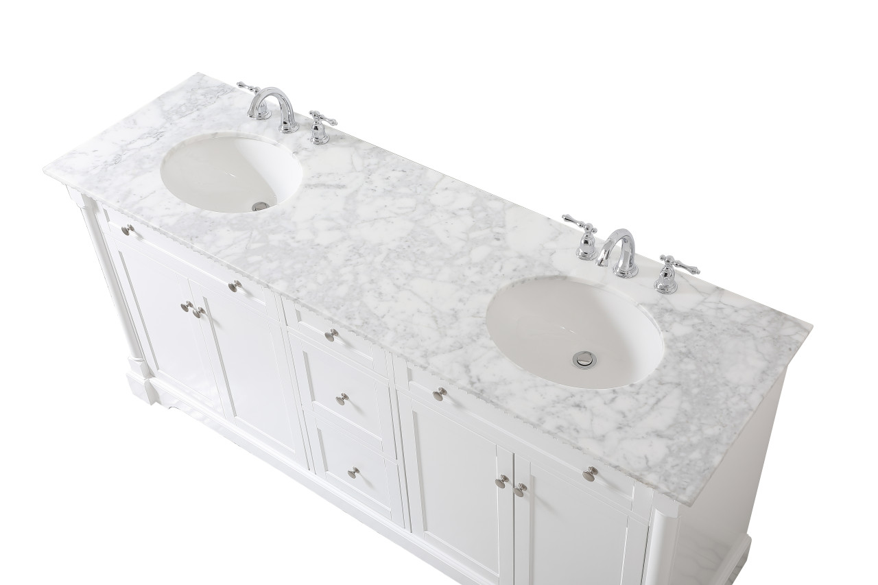 Elegant Décor VF53072DWH 72 inch double bathroom vanity in White
