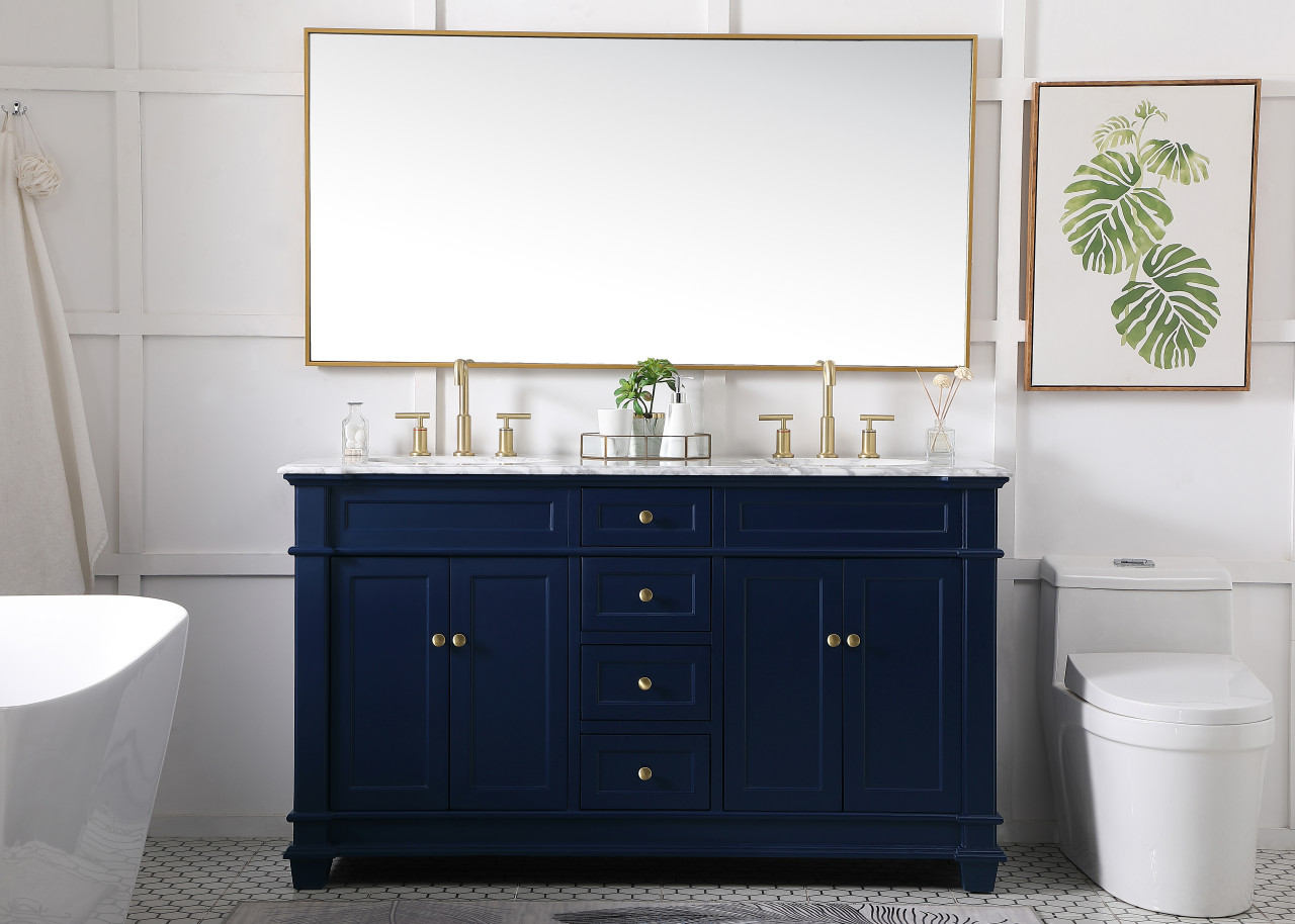 Elegant Decor VF50060DBL 60 inch Double Bathroom Vanity set in Blue