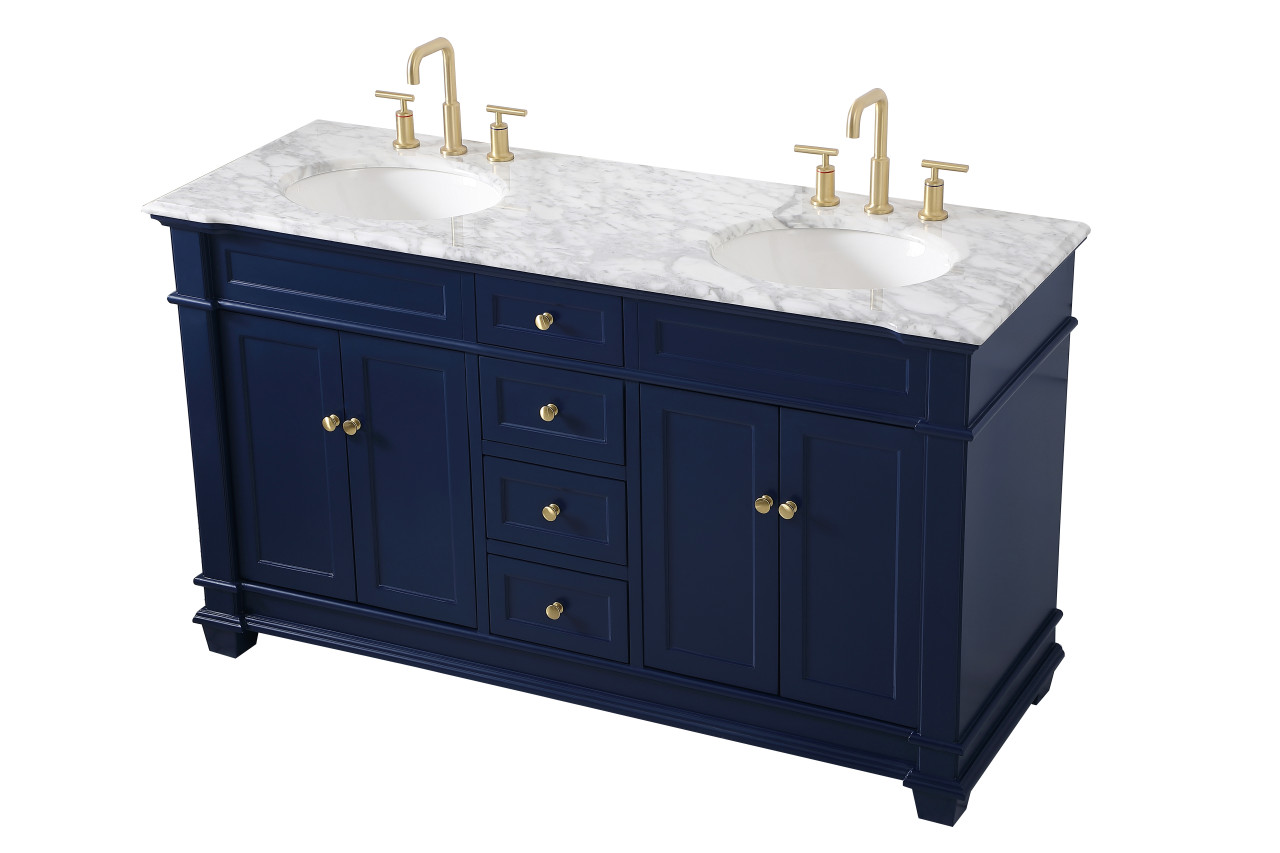 Elegant Decor VF50060DBL 60 inch Double Bathroom Vanity set in Blue