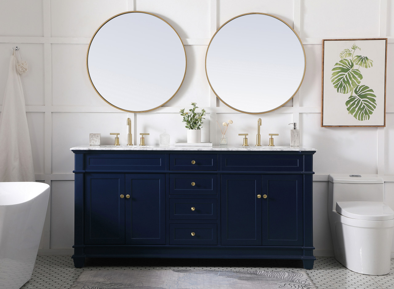 Elegant Decor VF50072DBL 72 inch Double Bathroom Vanity set in Blue