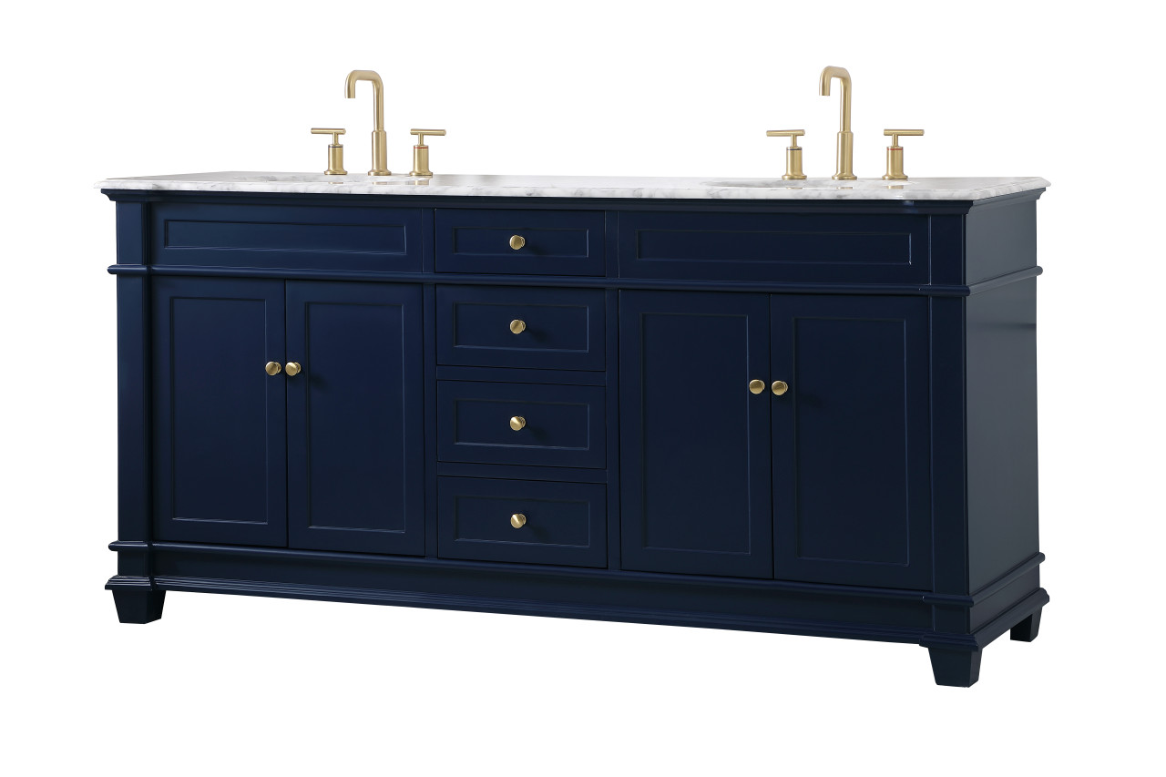Elegant Decor VF50072DBL 72 inch Double Bathroom Vanity set in Blue