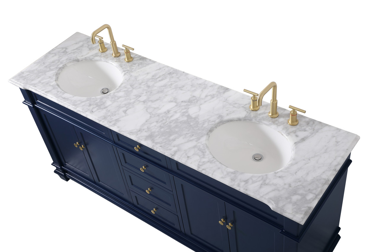 Elegant Decor VF50072DBL 72 inch Double Bathroom Vanity set in Blue
