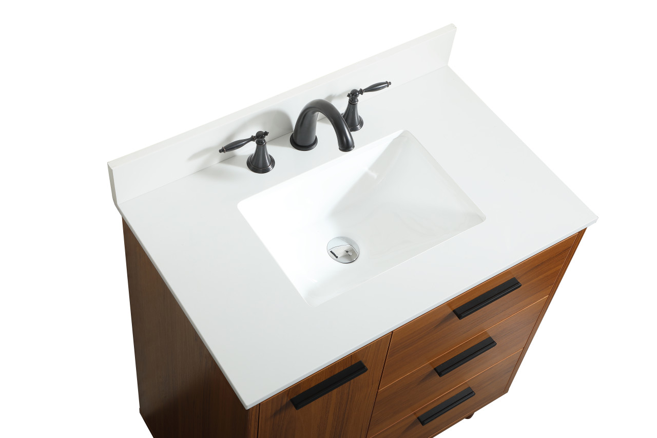Elegant Décor VF47030MTK-BS 30 inch bathroom vanity in Teak with backsplash